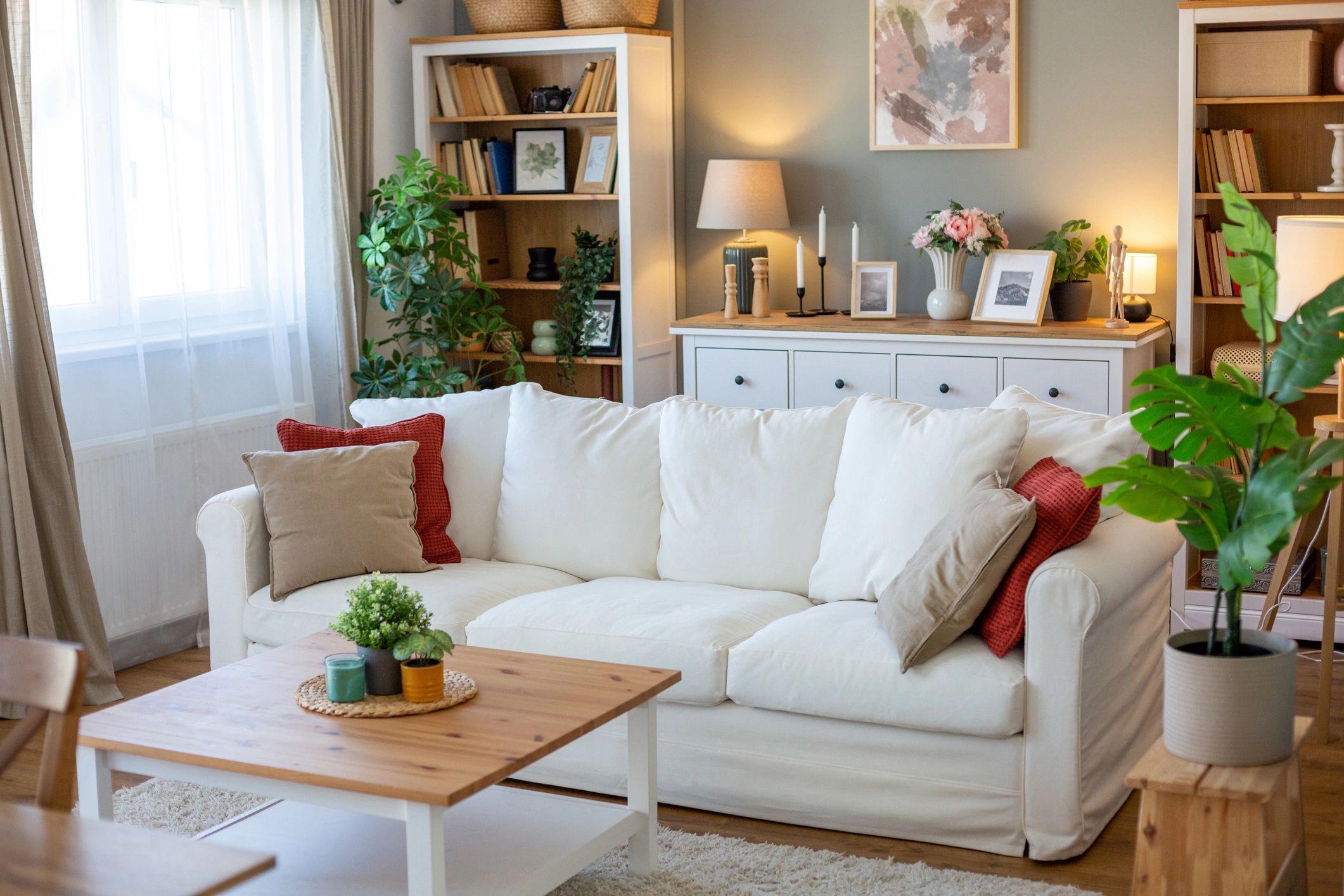 Clean, bright living room interior